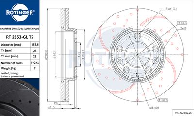 спирачен диск ROTINGER RT 2853-GL T5