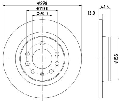 HELLA 8DD 355 122-201 Тормозные диски  для OPEL GT (Опель Гт)