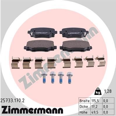 ZIMMERMANN 25733.170.2 Тормозные колодки и сигнализаторы  для JEEP COMPASS (Джип Компасс)