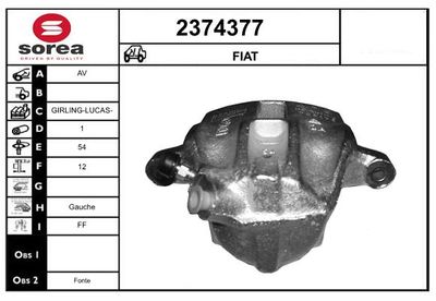 EAI 2374377 Тормозной суппорт  для FIAT TEMPRA (Фиат Темпра)