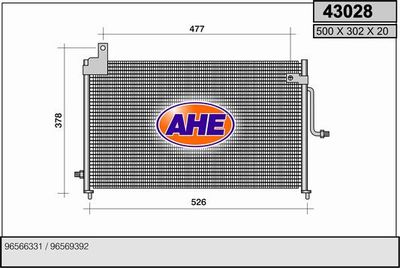 Конденсатор, кондиционер AHE 43028 для DAEWOO MATIZ