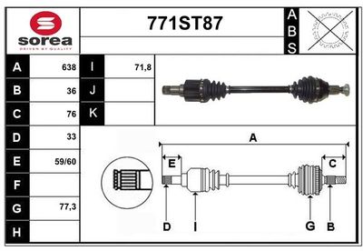 STARTCAR 771ST87 Полуось в сборе для VW POLO VI (AW1, BZ1) 1.0 MPi STARTCAR 771ST87 Полуось в сборе для VW POLO VI (AW1, BZ1) 1.0 MPi