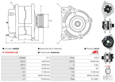 GENERATOR / ALTERNATOR AS-PL A6462S 4