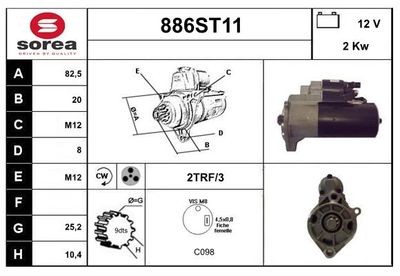 STARTCAR 886ST11 Стартер для VW LT 28-35 II Автобус (2DB, 2DE, 2DK) 2.5 SDI STARTCAR 886ST11 Стартер для VW LT 28-35 II Автобус (2DB, 2DE, 2DK) 2.5 SDI