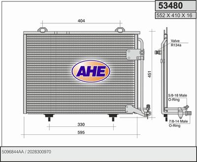 Конденсатор, кондиционер AHE 53480 для CHRYSLER CROSSFIRE