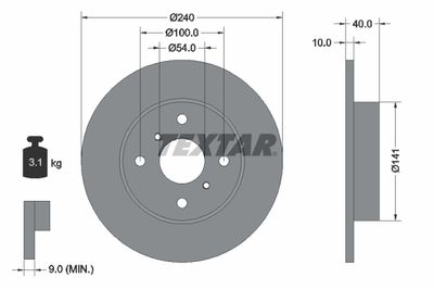 Тормозной диск TEXTAR 92180503 для TOYOTA MR2