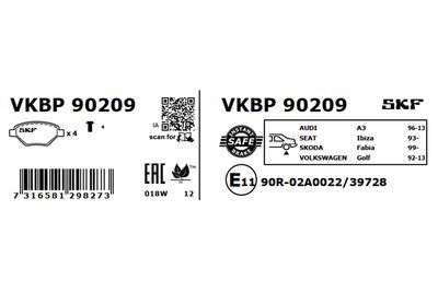 Brake Pad Set, disc brake VKBP 90209