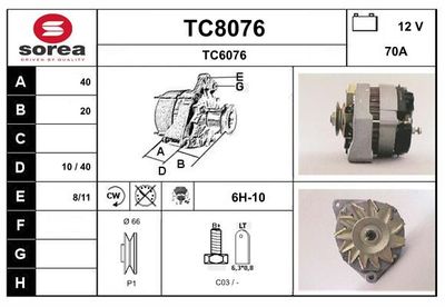 GENERATOR / ALTERNATOR SNRA TC8076