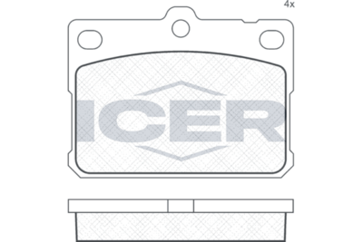 комплект спирачно феродо, дискови спирачки ICER