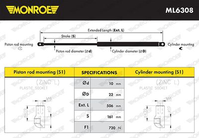 AMORTIZOR PORTBAGAJ MONROE ML6308 6