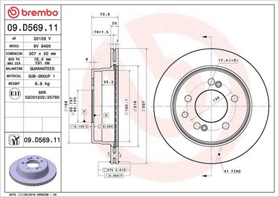 BREMSSCHEIBE BREMBO 09D56911 1