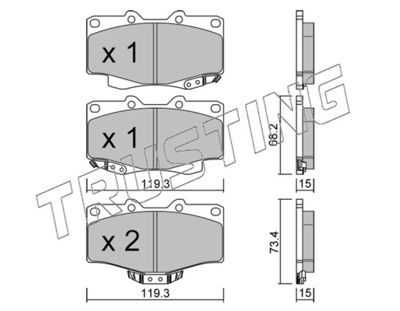 Комплект тормозных колодок, дисковый тормоз TRUSTING 131.0 для VW TARO