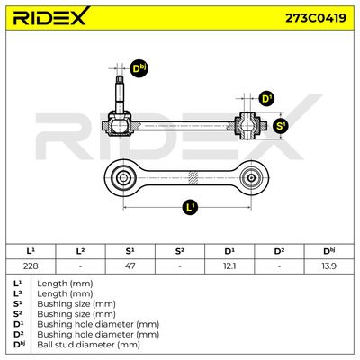 носач, окачване на колелата RIDEX 273C0419