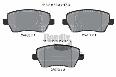 Комплект тормозных колодок, дисковый тормоз BENDIX Braking BPD1264 для NISSAN NOTE