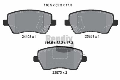 Комплект тормозных колодок, дисковый тормоз BENDIX Braking BPD1264 для NISSAN VERSA