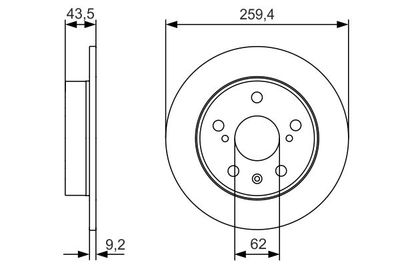 BOSCH 0 986 479 C44 Тормозные диски  для SUZUKI SX4 (Сузуки Сx4)