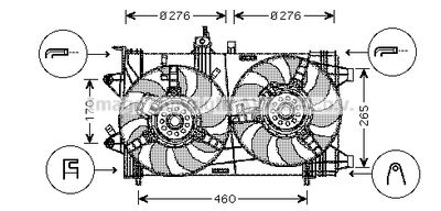 Вентилятор, охлаждение двигателя AVA QUALITY COOLING FT7538 для FIAT PUNTO