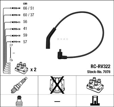 Комплект проводов зажигания NGK 7078 для LAND ROVER RANGE ROVER