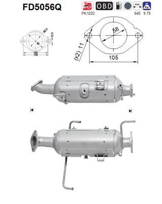 Filtr sadzy / filtr cząstek stałych, układ wydechowy AS R2YJ2050X