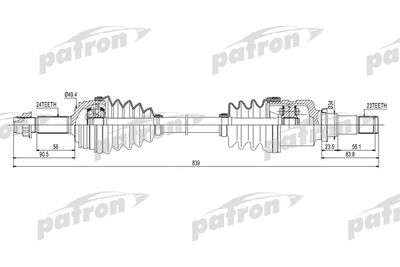 Приводной вал PATRON PDS0260 для PEUGEOT 107
