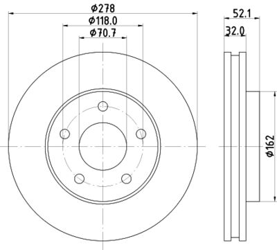 Тормозной диск HELLA 8DD 355 106-011 для PONTIAC TRANS