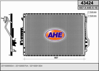 AHE 43424 Радиатор кондиционера для MERCEDES-BENZ S-CLASS (W221) S 350 CGI 4-matic (221.082, 221.182) AHE 43424 Радиатор кондиционера для MERCEDES-BENZ S-CLASS (W221) S 350 CGI 4-matic (221.082, 221.182)