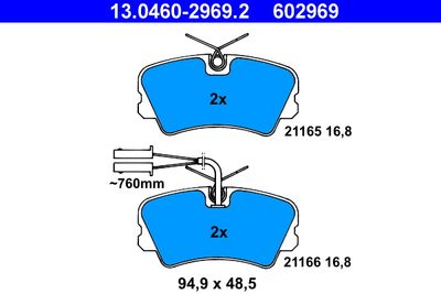 Комплект тормозных колодок, дисковый тормоз ATE 13.0460-2969.2 для ALFA ROMEO ALFASUD
