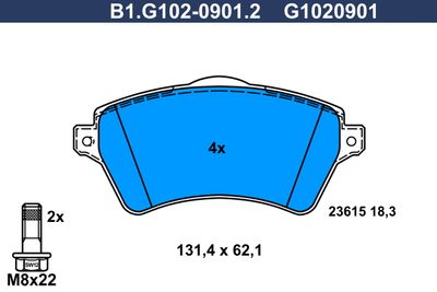 GALFER B1.G102-0901.2 Тормозные колодки и сигнализаторы  для LAND ROVER FREELANDER I (L314) 2.5 V6 4x4