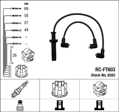 Комплект проводов зажигания NGK 8202 для LANCIA DELTA