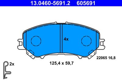 Комплект тормозных колодок, дисковый тормоз ATE 13.0460-5691.2 для RENAULT KADJAR