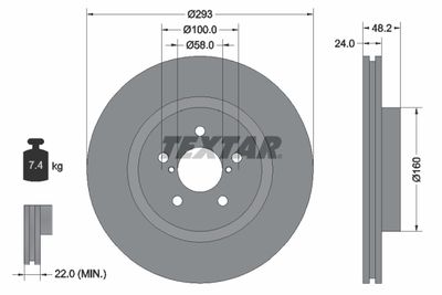 TEXTAR 92327603 Тормозные диски  для SUBARU XV (Субару Xв)