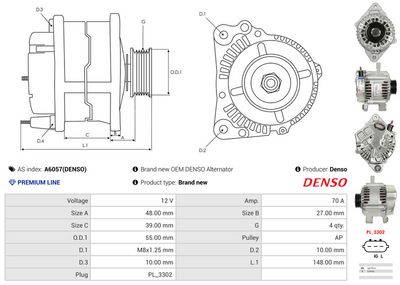 GENERATOR / ALTERNATOR AS-PL A6057DENSO 4