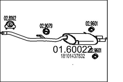 Глушитель выхлопных газов конечный MTS 01.60022 для BMW Z3