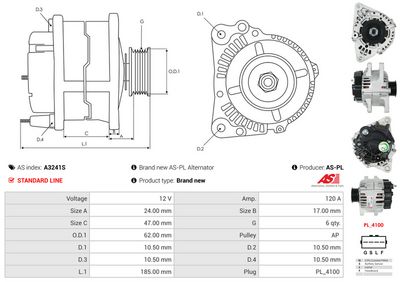 GENERATOR / ALTERNATOR AS-PL A3241S 4