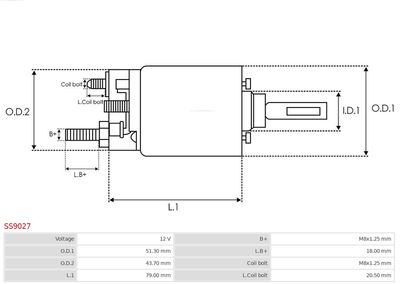 Solenoid Switch, starter SS9027