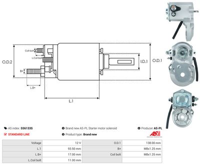 Elektromagnetický spínač, štartér AS-PL SS6133S