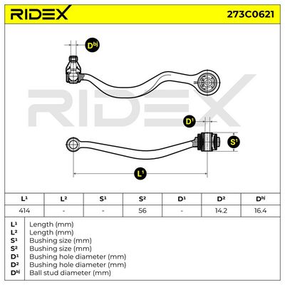 носач, окачване на колелата RIDEX 273C0621