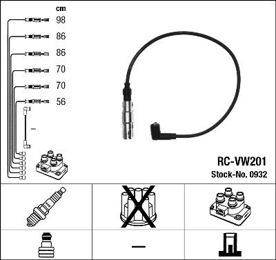Комплект проводов зажигания NGK 0932 для VW VENTO