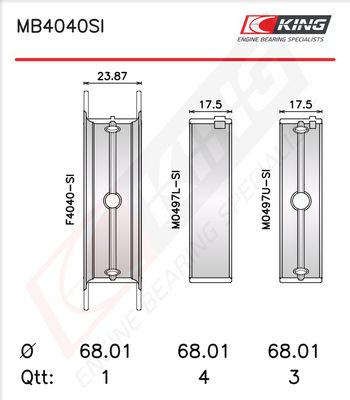 Комплект черупки на лагера на коляновия вал KING MB4040SI0.5