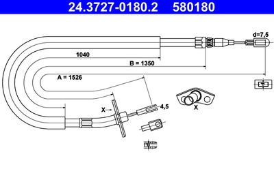Cable Pull, parking brake 24.3727-0180.2