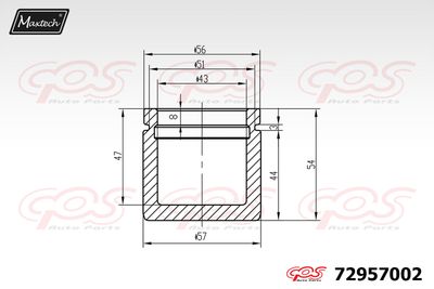 Поршень, корпус скобы тормоза MAXTECH 72957002 для KIA CLARUS