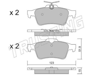 Sada brzdových destiček, kotoučová brzda TRUSTING 346.3