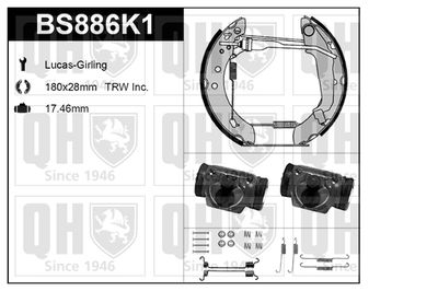 QUINTON HAZELL BS886K1 Ремкомплект барабанных колодок  для NISSAN MICRA II (K11) 1.0 i 16V