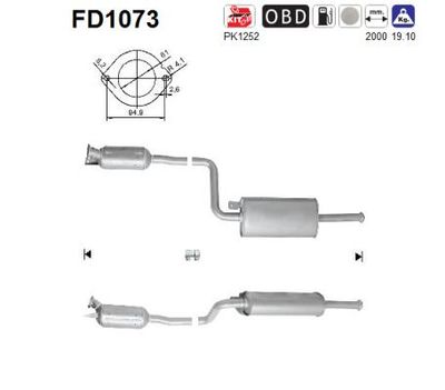 Filtr sadzy / filtr cząstek stałych, układ wydechowy AS FD1073