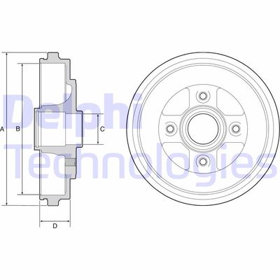 DELPHI BF509 Тормозной барабан  для OPEL AGILA (A) (H00) 1.2 16V (F68)