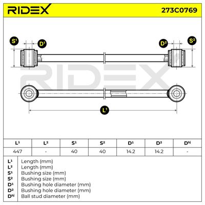 носач, окачване на колелата RIDEX 273C0769