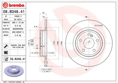 Тормозной диск BREMBO 08.B348.41 для MERCEDES-BENZ GLA-CLASS