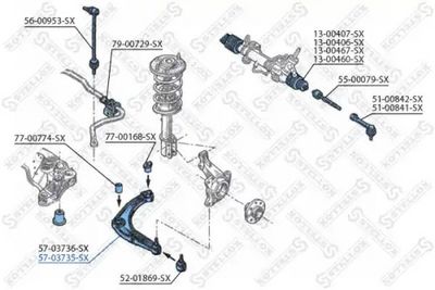 носач, окачване на колелата STELLOX 57-03735-SX