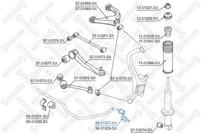Тяга / стойка, стабилизатор STELLOX 56-51027-SX для HYUNDAI XG
