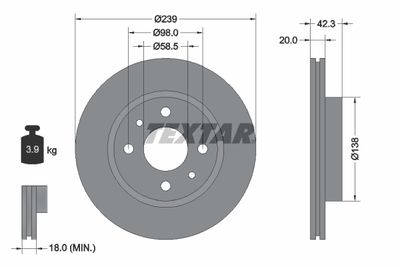 Тормозной диск TEXTAR 92109200 для LADA 111